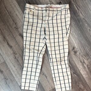 Banana Republic Cream and Black Plaid Sloan Fit Pants 4P